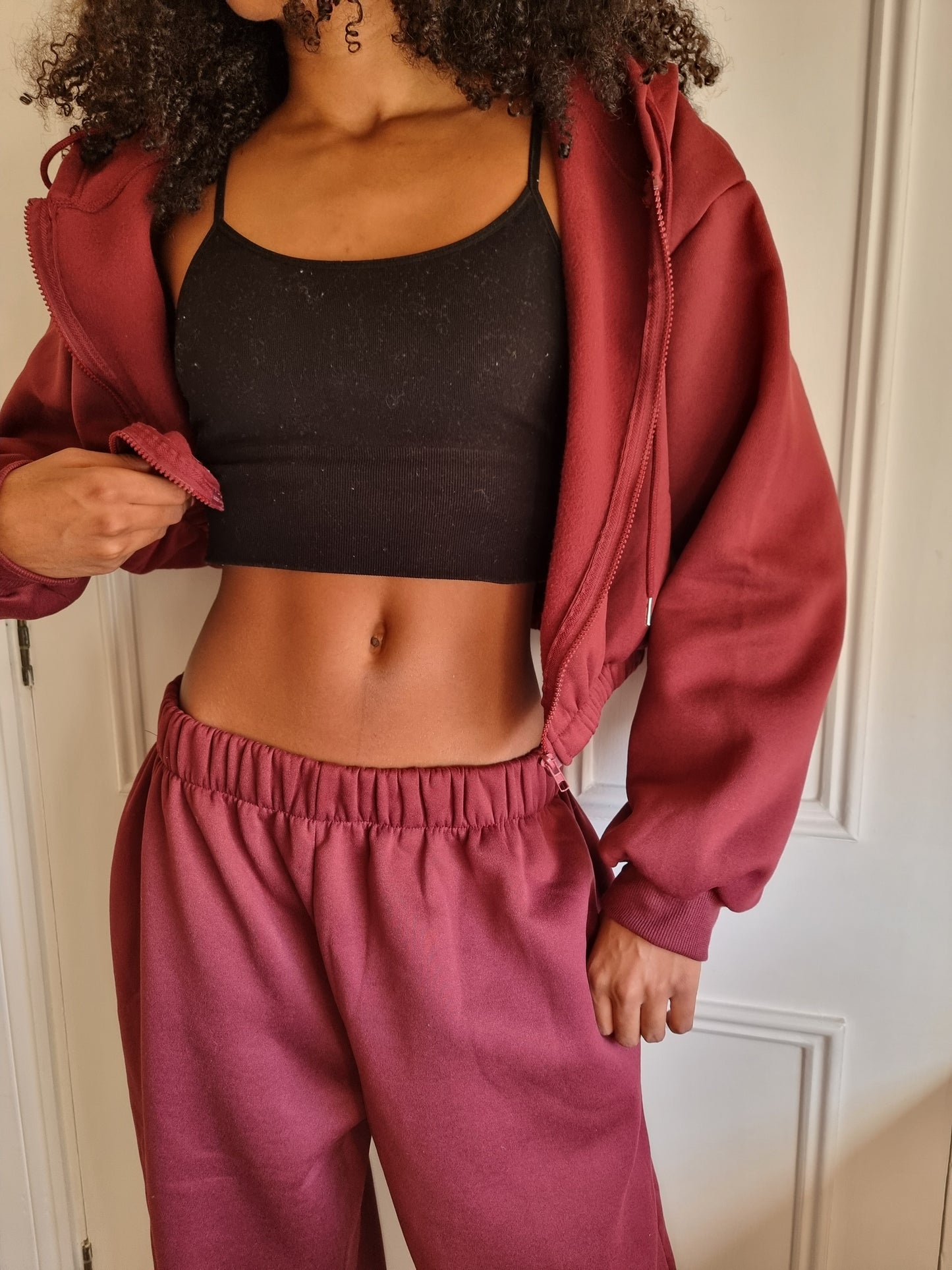 Matching wide leg & cropped jacket set in Ruby