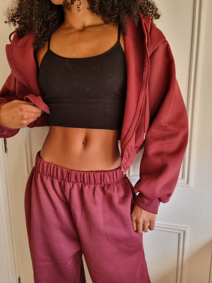 Matching wide leg & cropped jacket set in Ruby