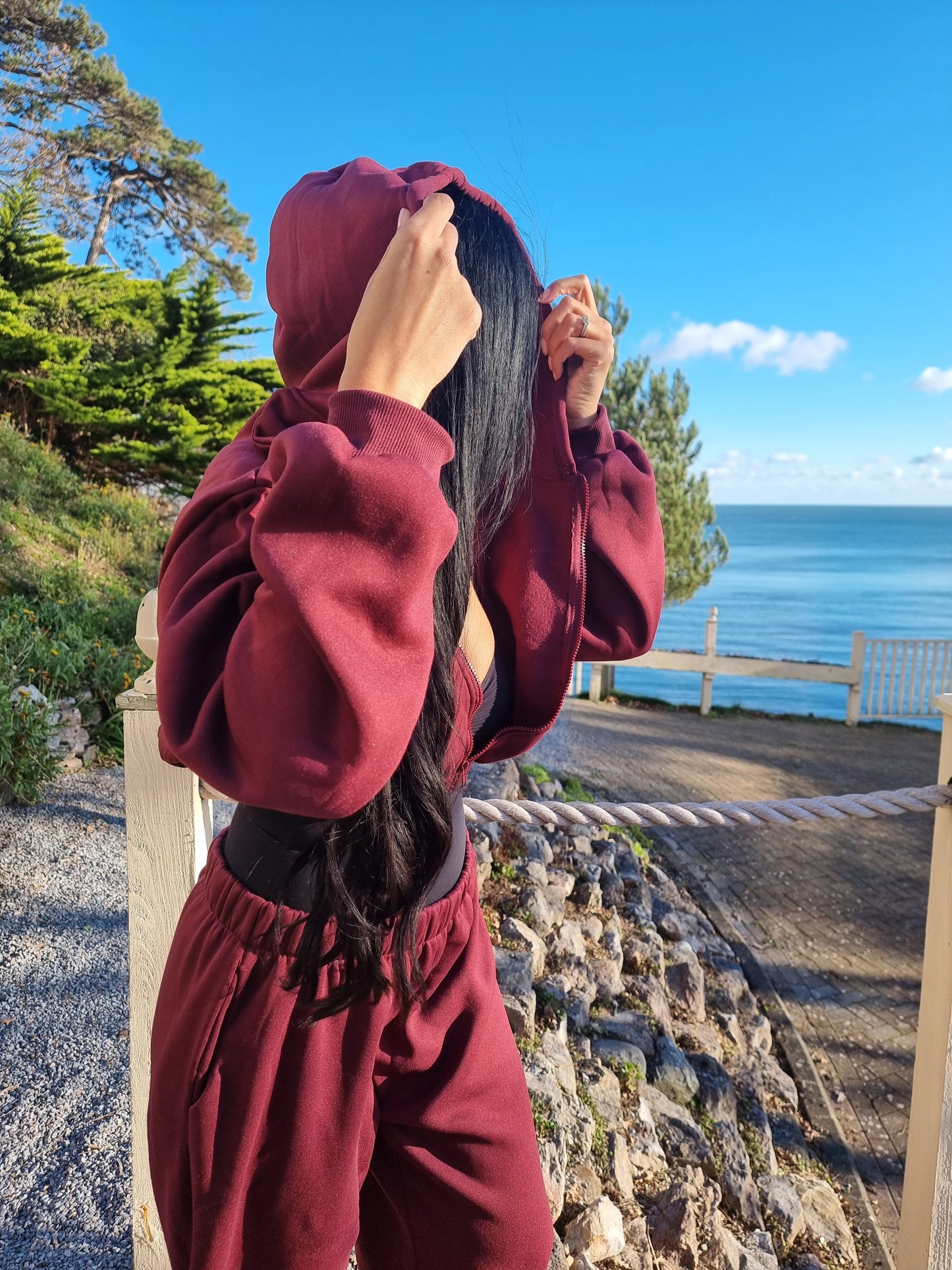 Matching wide leg & cropped jacket set in Ruby