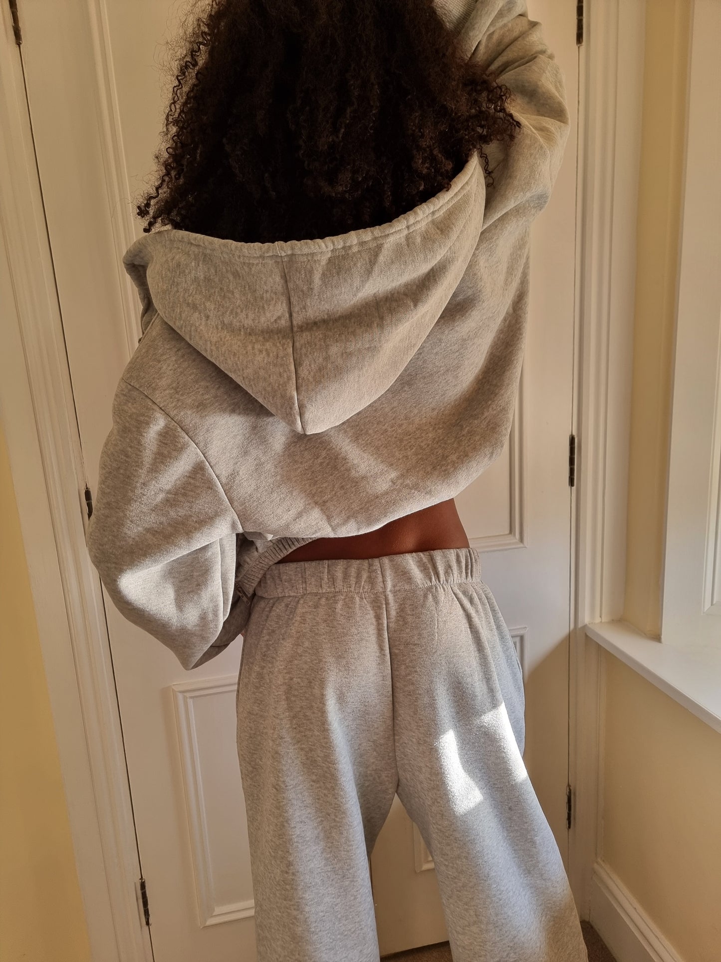 Matching wide leg & cropped jacket set in Solid Grey