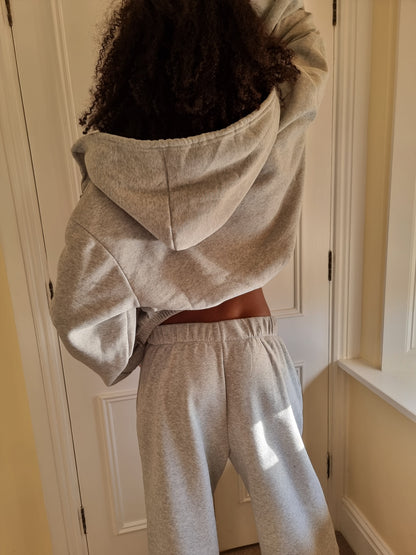 Matching wide leg & cropped jacket set in Solid Grey