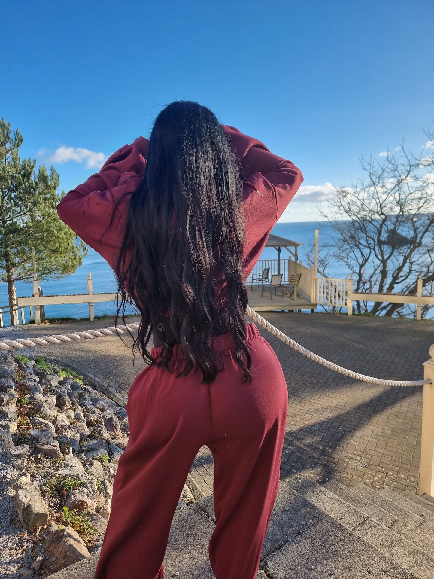 Matching wide leg & cropped jacket set in Ruby