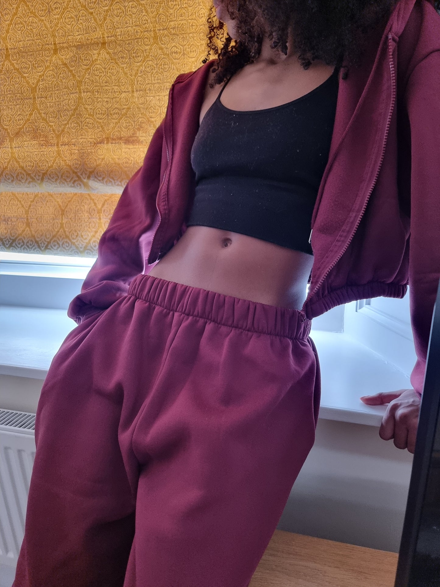 Matching wide leg & cropped jacket set in Ruby