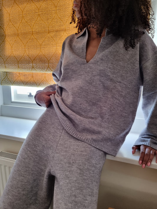Soft heavyweight loungewear set deep grey